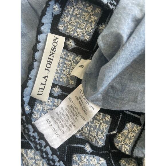 ULLA JOHNSON MINI DRESS AUGUST EMBROIDERED BLUE SZ 6 FRINGE AESTHETIC CORE - Picture 10 of 16